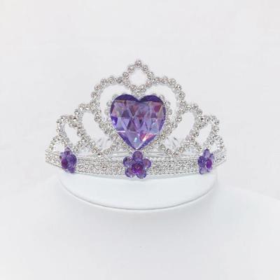 Minacute Mini Heart & Flower Tiara, Purple, Q3213