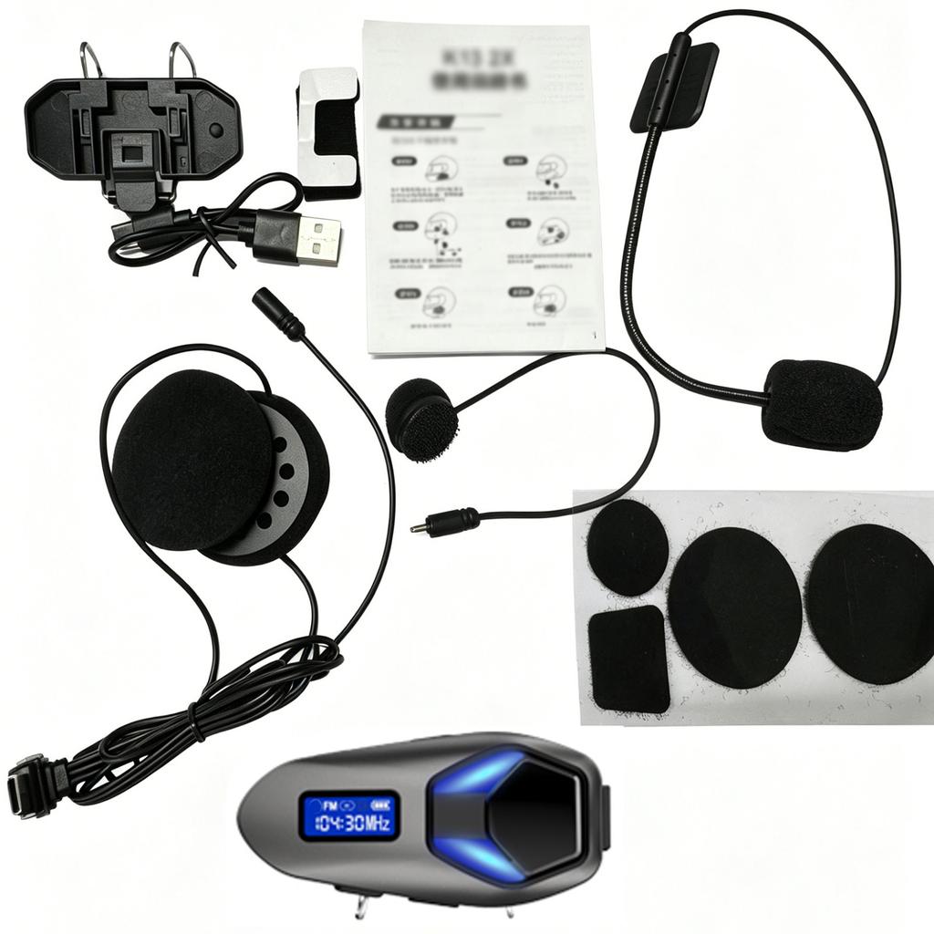 Helmet BT Headset with FM Radio Support Two Way Intercom RGB Lights IP65 Rainproof for Motorcycle Bike