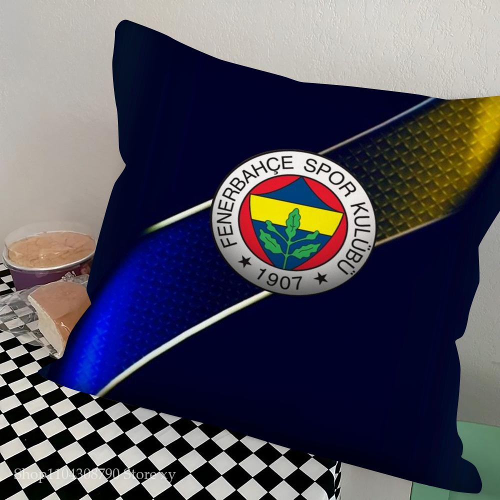 

F-F Fenerbahce Розкішна наволочка Квадратна подушка Спальня Диван Відпочинок Комфортна подушка Автомобіль Вітальня Домашній Декор 18x18Inch