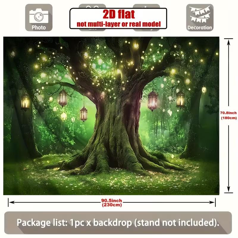 

2D Sunlit Forest Deer Tapestry Enchanted Green Woodland Wildlife Wall Decor 47.2x31.5inch/120*80cm