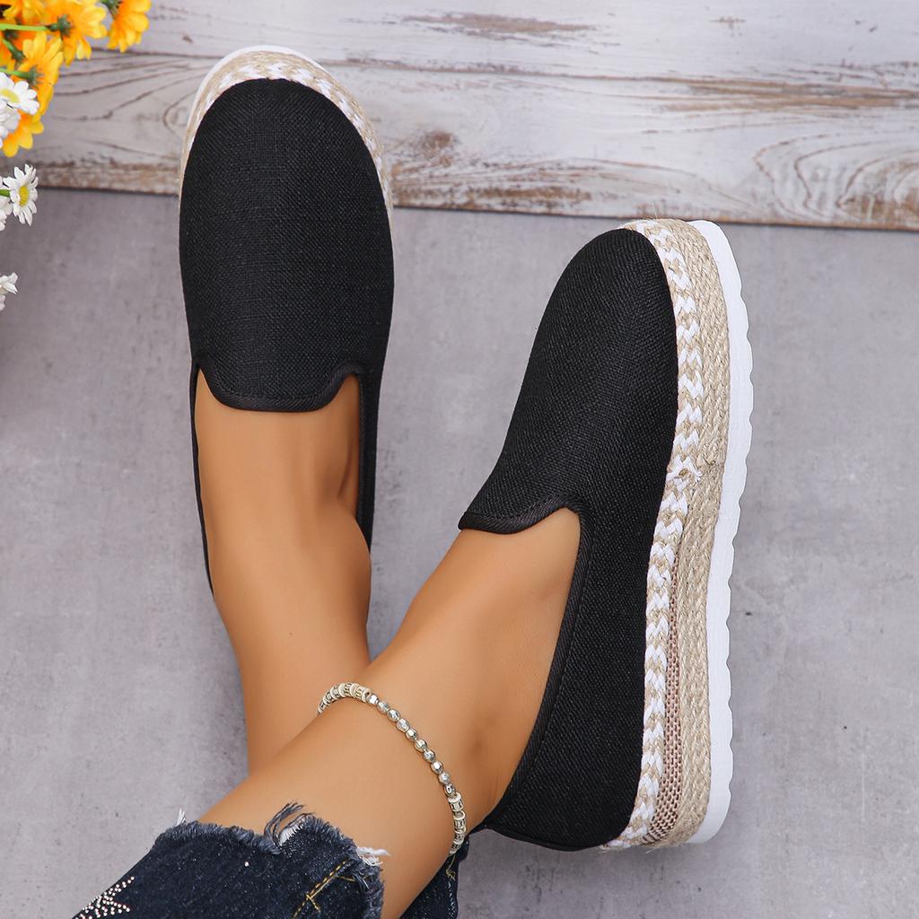 Fisherman Shoes Women's Versatile Linen Cloth Shoes Straw One Pedal Loafers Casual Doudou Shoes Single Shoes Fashion