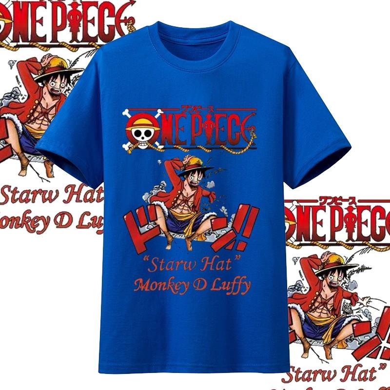 One Piece Anime Straw Hat Member Printing Oversized Cotton Tshirt Men and Women Comfortable Y2K Childrens Clothing Summer Tees