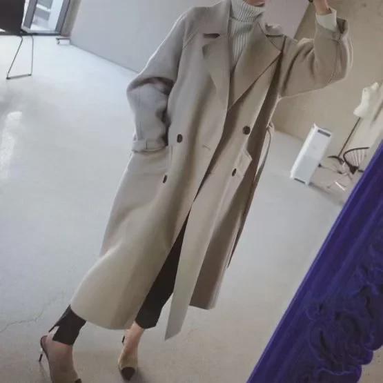 Women's Mid-Length Wool Coat - Hepburn-Inspired, British Style, Korean Version, Perfect for Spring and Autumn