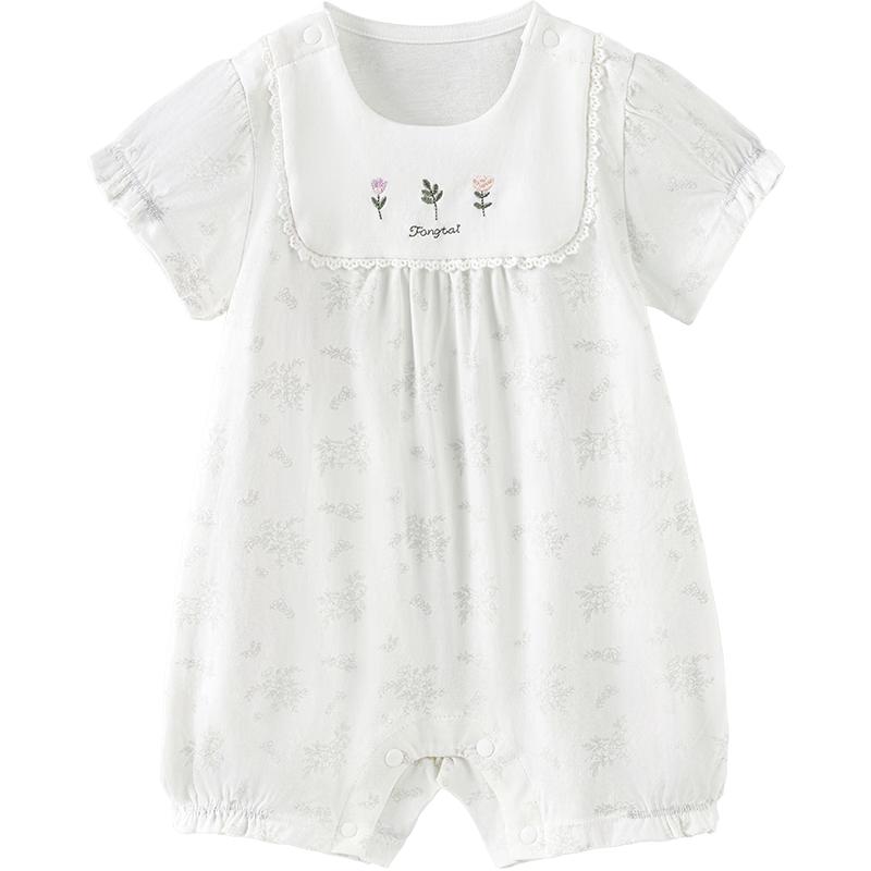 TONGTAI Baby Girl Short Sleeve Embroidered Romper 90cm