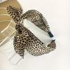 Bentișă coreeană cu imprimeu leopard și fundă, Bentișă din plastic noduit cu temperament, Bandă de păr antiderapantă, Bentișă cu boruri largi, Bandă de păr pentru spălarea feței