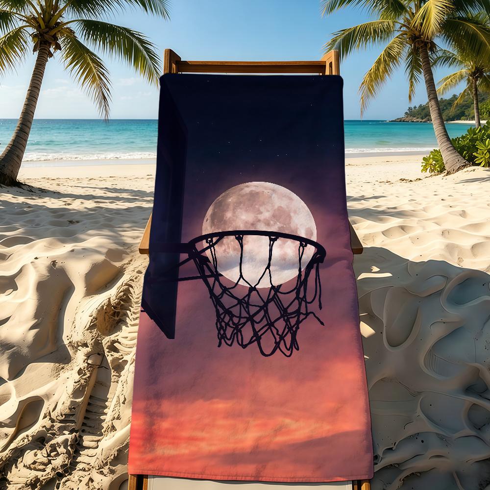 Towel For Outdoor Camping Beach Towel Moon Cool Basketball Super Absorbent Quick-Drying Summer Towel
