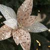 Realistic Christmas Artificial Flowers Sequin Mesh Poinsettia Flower  New Year Decor