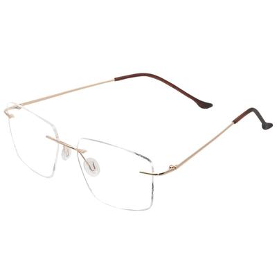 RSINC Rimless Light Weight Flexible Frame Eyeglass Spectacle for Men and Women  Ladies Sports Square Golden - Brown GSJ078 54-18-140 Golden OD