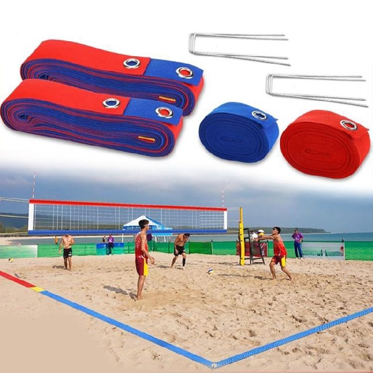 Outdoor Volleyball Boundaries Line with Ground Nails Volleyball Courts Webbing Marker for Sand Outdoor Grass Backyard