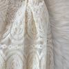 High Quality Runway Design Embroidered Beaded Round-Neck Wedding Dress for Women Summer Lace Crochet Slim Pleated Dress