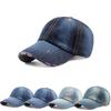 Versatile Vintage Peaked Baseball Cap Cross-Border Outdoor Casual Sunshade Dome Plain Distressed Denim Common Fabric 6-Panel