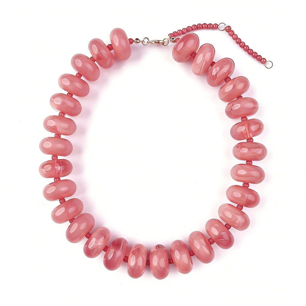Collana Casual alla Moda con Perline in Resina Dopamina Charms Gioielli Chunky Adatta per Donne Uso Quotidiano Vacanze