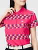 PEARLY GATES Damen Kurzarm-Poloshirt mit 3-fach eingelegtem Muster, Flex Fusion Logo Bordürenmuster, Stretch / 055-2260806 090_Rosa Basis, Größe 0 [S]