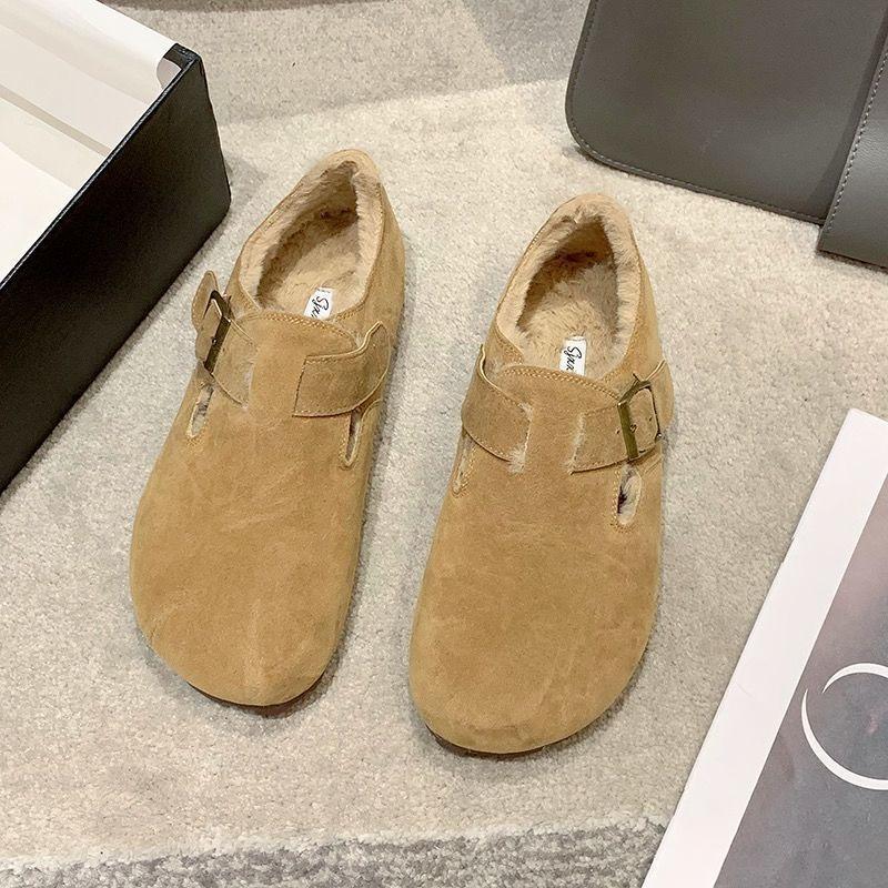 Birken Shoes, Women's Fleece Warm Bean Shoes, New Woolen Shoes, Retro One-foot Cotton Shoes