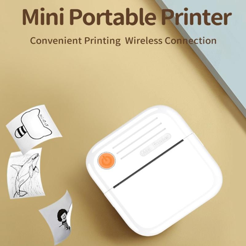 Mini Thermals Label Maker For Children Cordless Bluetooth-compatible Printing 200DPI Resolution Safe 45 Degree Tear Line Rechargeable Type C