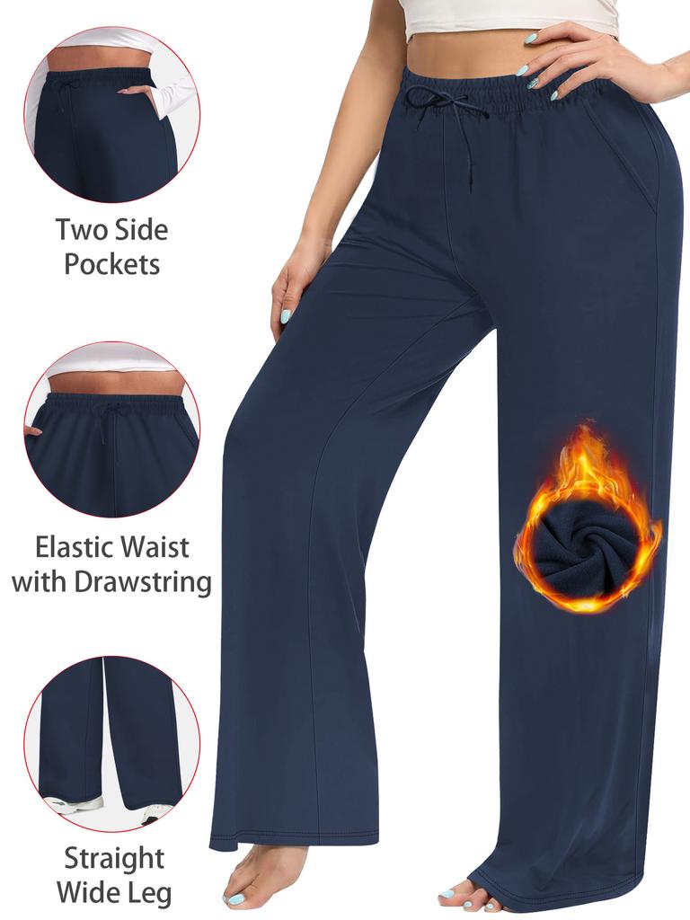 Autumn/Winter Fleece-Lined Plus Size Straight-Leg Casual Pants Loose-Fitting Slimming High-Elasticity Elastic Waistband with Drawstring Casual Pants