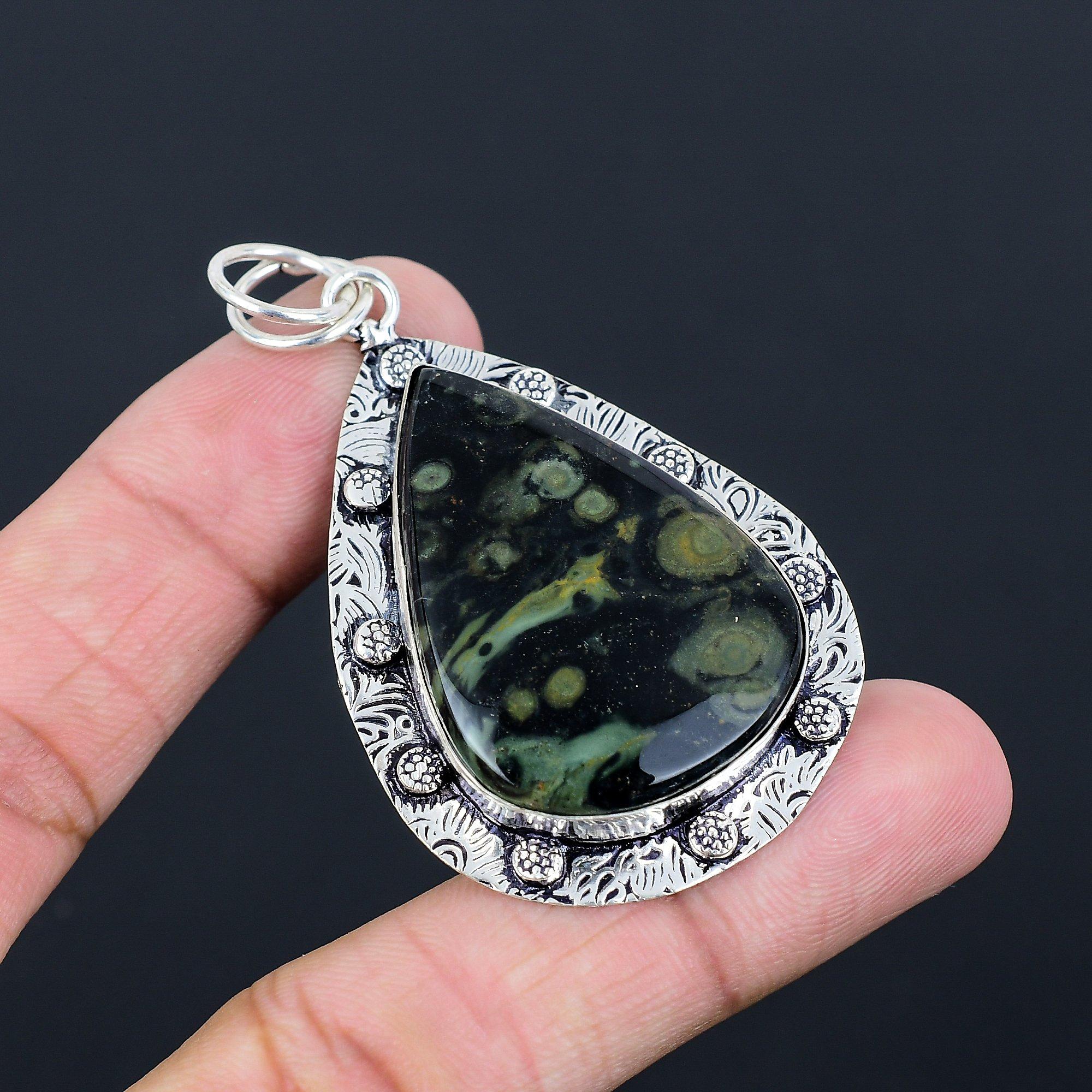 Womens day Deal Kambaba Jasper Gemstone 925 Sterling Silver Handmade New Pendant