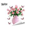 Sunlight Friendly Window Decal Spring Summer Flowers Clings Double Sided Tulip/Rose/Wildflowers Damage-free Sticker In Vase Decals Anti-Collision