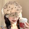 Korean Retro Polka Dot Octagonal Hat Women'S Early Autumn Big Head Circumference Soft Brim Literary Beret Fashion Newsboy Painter Hat