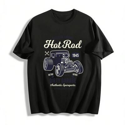 Vintage Hot Rod Dirty Garage Custom Engine Graphic Tee Pure Cotton T-shirt