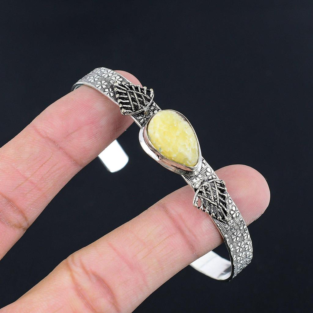 Sterling Silver Pear Natural Septarian Root Chakra Wedding Artisan New Bangle