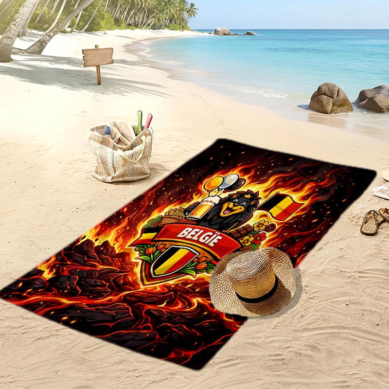 Belgien Fußball Druck Strandtuch Schnelltrocknend Super Saugfähig Weich Badetuch zum Schwimmen Strand Reisen Fan Souvenir Geschenk