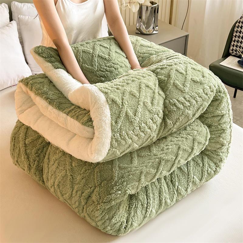 High-quality Thickened Winter Warm Bed Blanket Artificial Lamb Cashmere Weighted Blankets Thicker Warmth Duvet Quilt Comforter