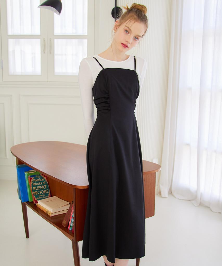Bember Shirred Point Bustier Dress_Black
