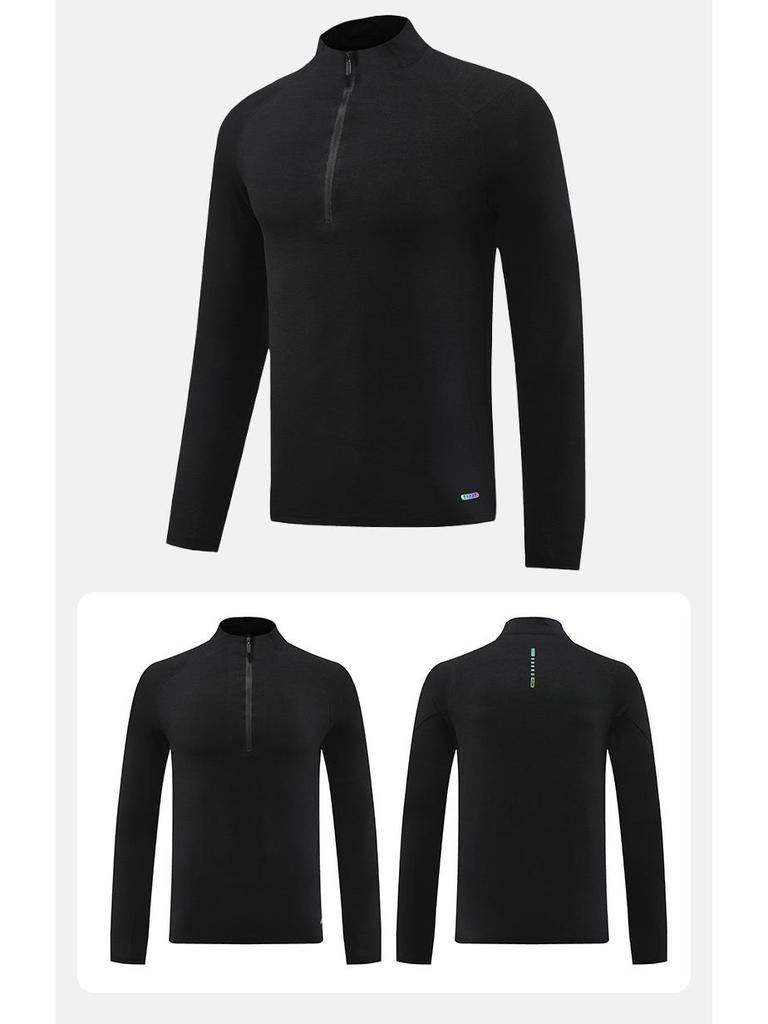 Men's Quick-Dry Long Sleeve Sun Protection T-Shirt with Half Zip for Sports & Fitness