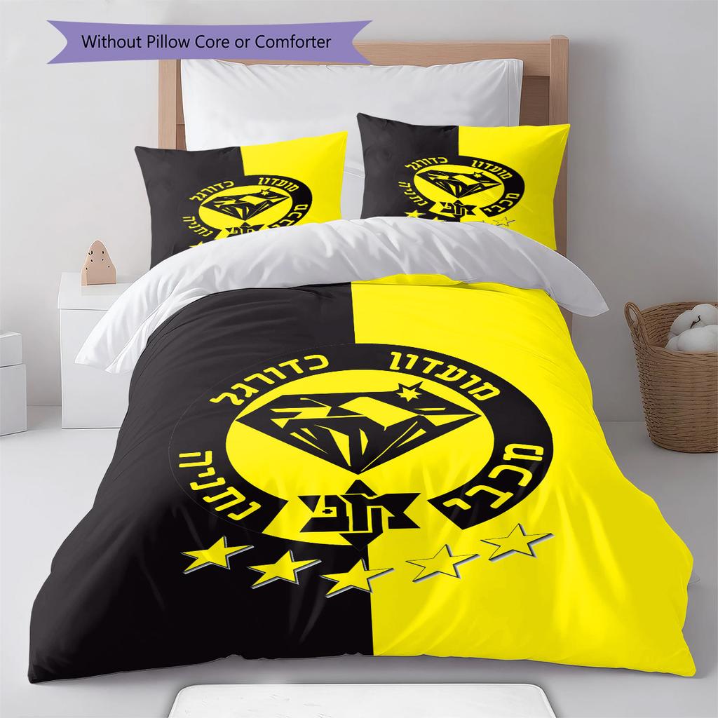 Juego de Ropa de Cama con Patrón del Maccabi Netanya FC Funda Nórdica Funda de Almohada Decoración del Hogar Regalo (1 * funda nórdica + 2 * fundas de almohada, sin núcleo)