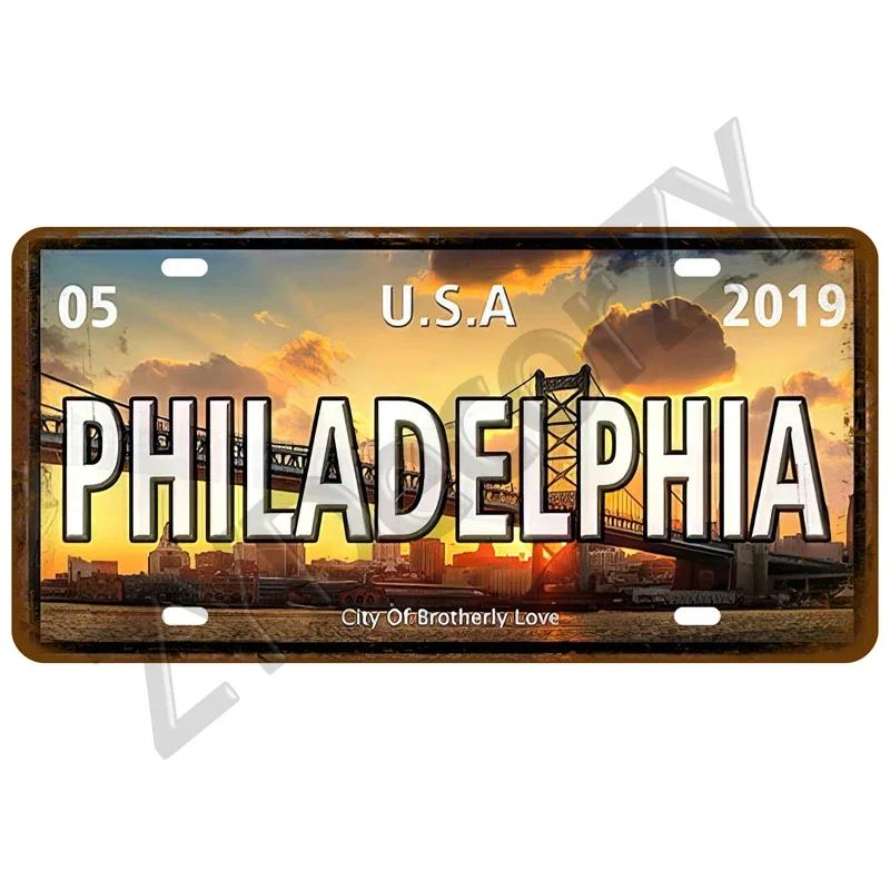 Man Cave Decoration Decor Capital City Plates Plate Vintage Sign For Restaurant Bar Pub Cafe Metal Sign Plaque Landmark