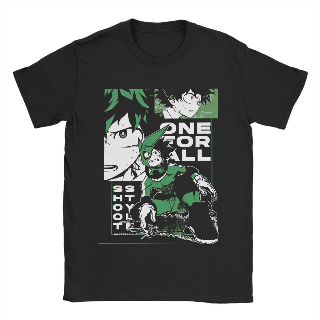 My Hero Academia Deku Anime Tshirt Men's Cotton Top Tee Hip Hop Round Neck Short Sleeve