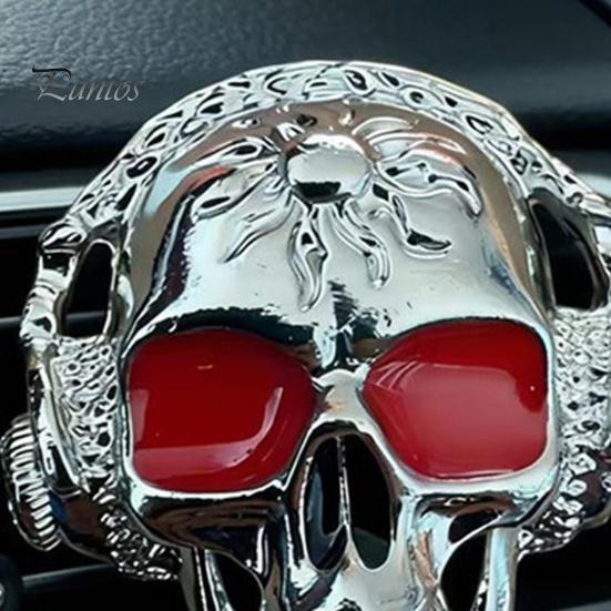 Aromatherapy Air Vent Clip Skull Car Clips, Metal Head Custom Interior Styling Freshener Charm, Halloween Auto Accessory for Men Women Creative