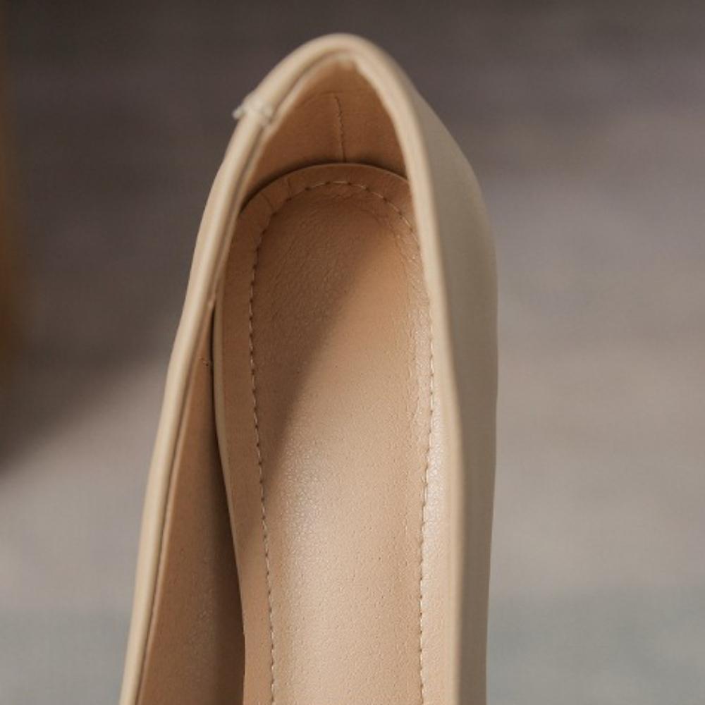 Women's French Nude High Heels 2025 Spring Autumn New Soft Leather Non-Tiring Feet Commuting Work Interview Versatile Shoes XCY40-555