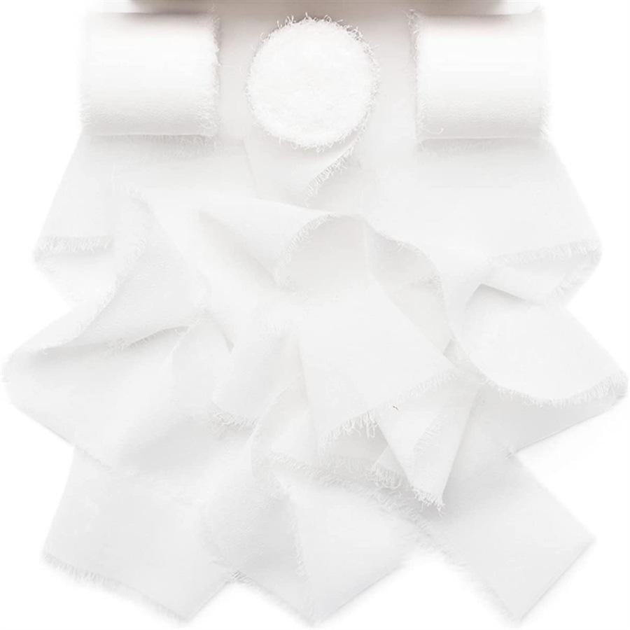 Nastro di Chiffon con Bordo Strappato per Biglietti con Fiori Freschi e Decorazioni per Regali di Matrimonio