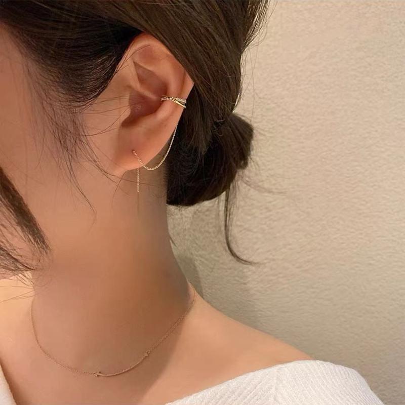 

Серьги-цепочки из стерлингового серебра S925 пробы для женщин, изящные серьги, универсальные серьги-клипсы высокого качества 925