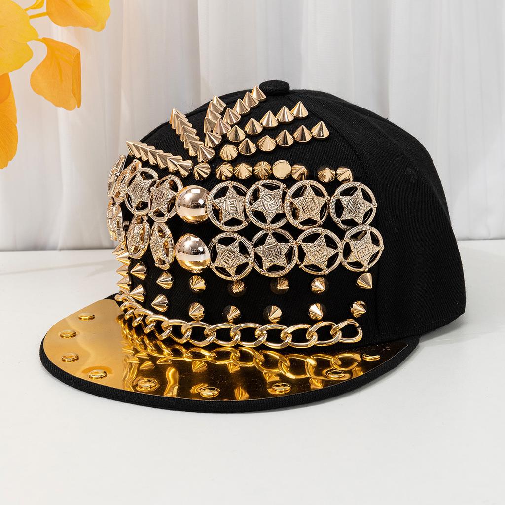 JYL TS DIY Rivet Baseball Cap Personality Decor Hip Hop Cap Cotton Fabric