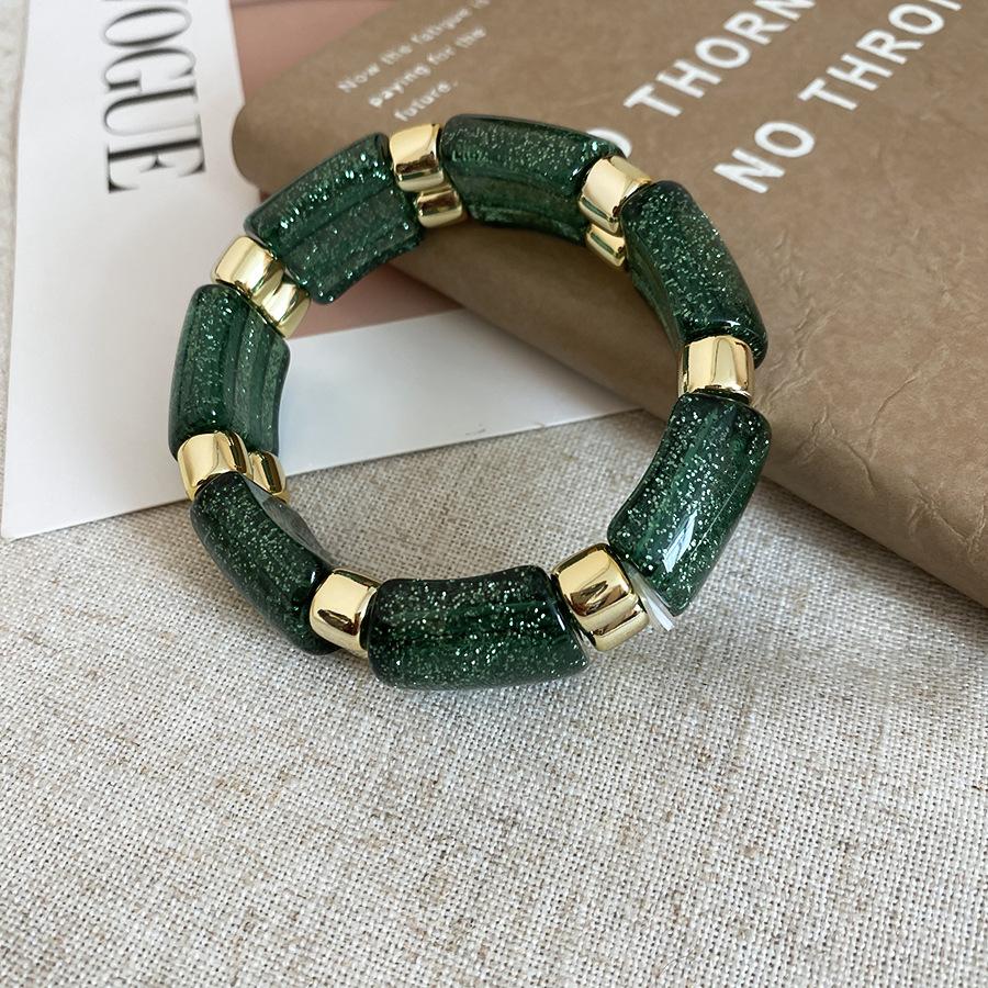 Fashion Bracelets Stylish Two Tone Glitter Sequins Acrylic Geometric Splice Elastic Beaded Strand Casual Daily Accessories
