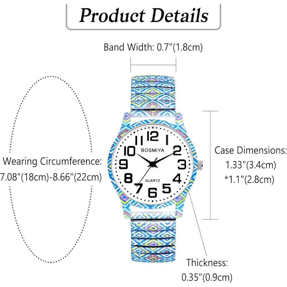 Bohemia Elastic Belt Watch Gray with Arabic Numerals, Analog Quartz, Water Resistant Fashion Accessory