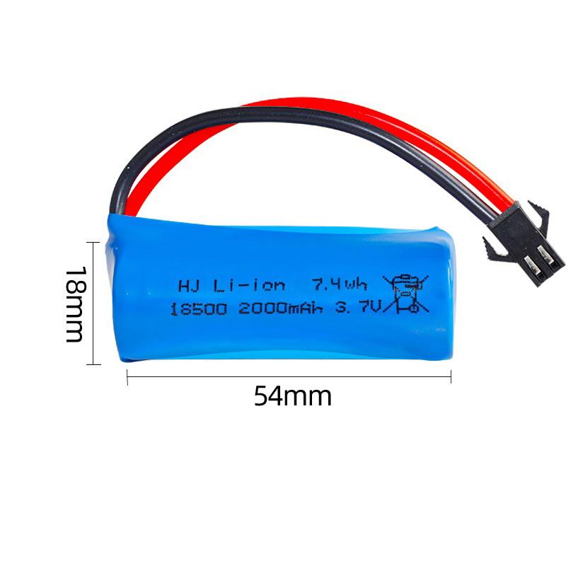 High Capacity 3.7V 18500 2000mAh RC Cars Rechargeable Lithium Ion Battery Cylindrical with SM JST Plug With Charger