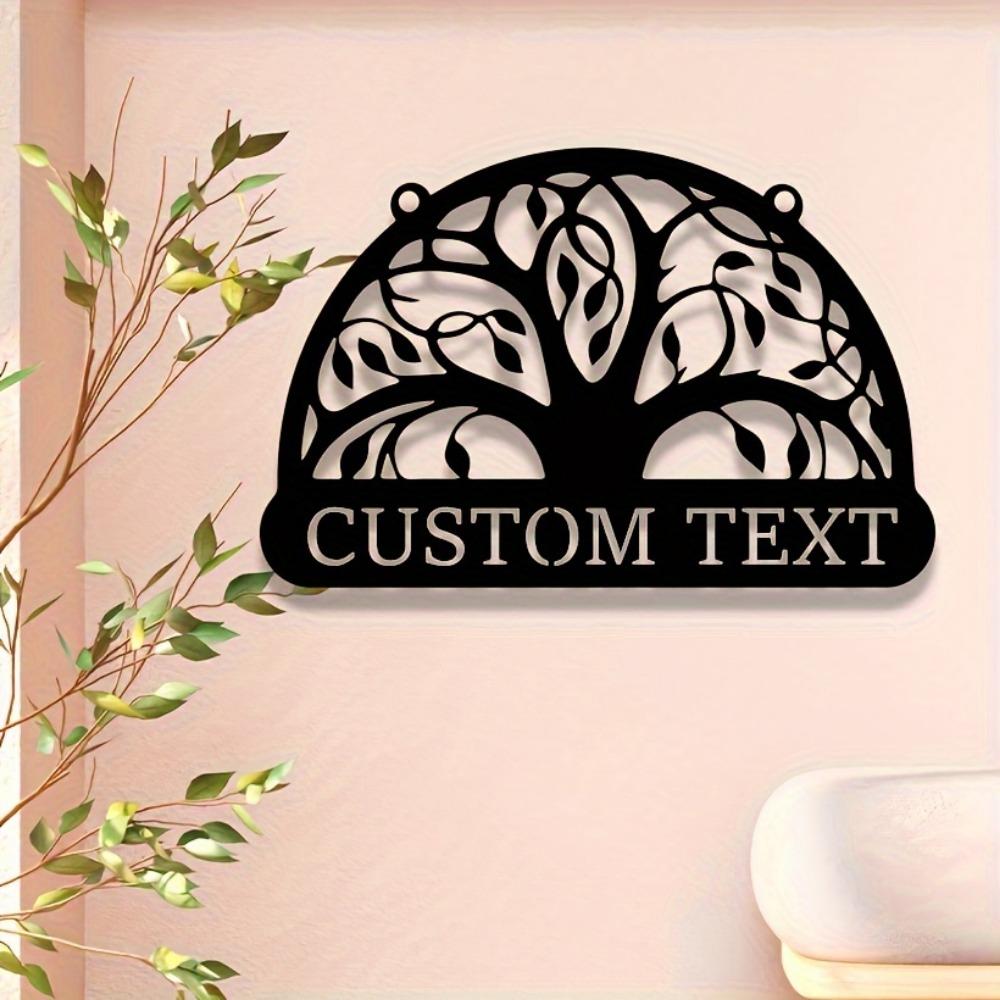 Custom Metal Family Name Sign Tree of Life Design Rust Proof Outdoor Wall Decor