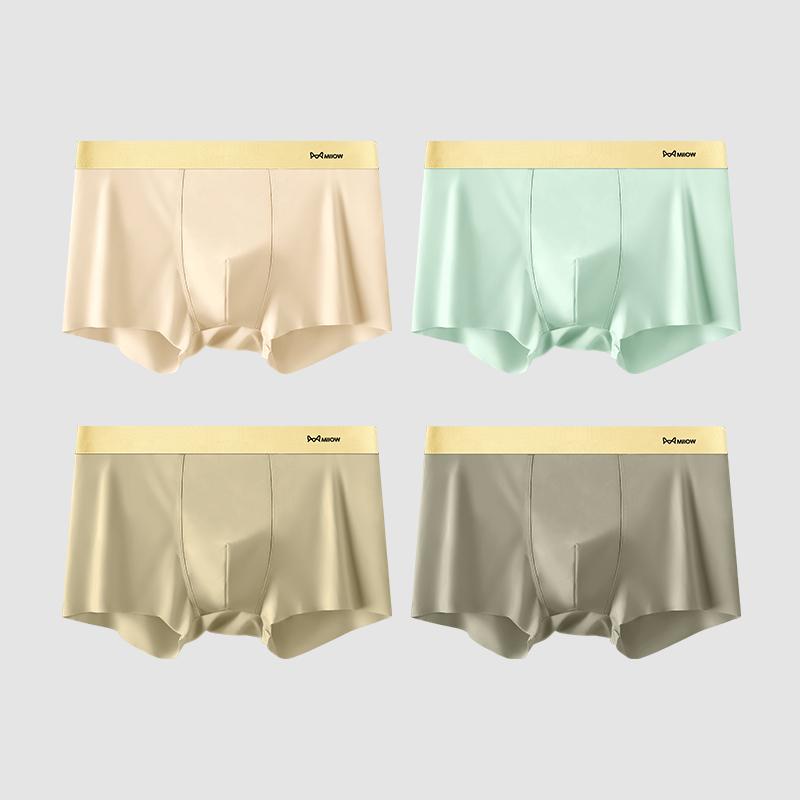 MiiOW 3pcs Ice Silk Men's Panties 7A Conductive Antibacterial Men Underwear Summer Sexy Seamless Boxer Shorts L-4XL