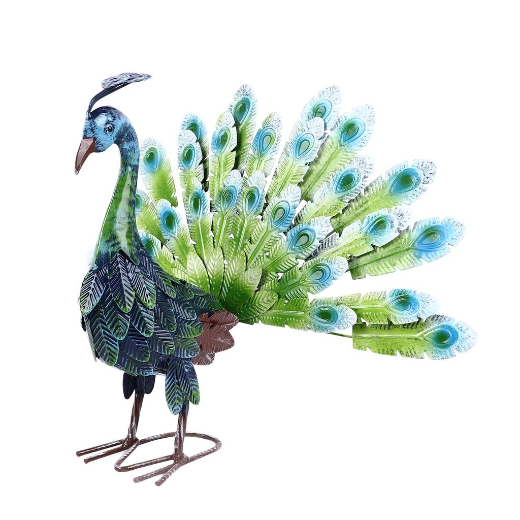 Metal Peacock Statue Realistic Easy DIY Assembly Beautiful Peacock Statue Ornament for Outdoor