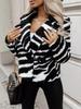 Stylish Zebra Print Furry Short Jacket with Suit Collar for Autumn and Winter