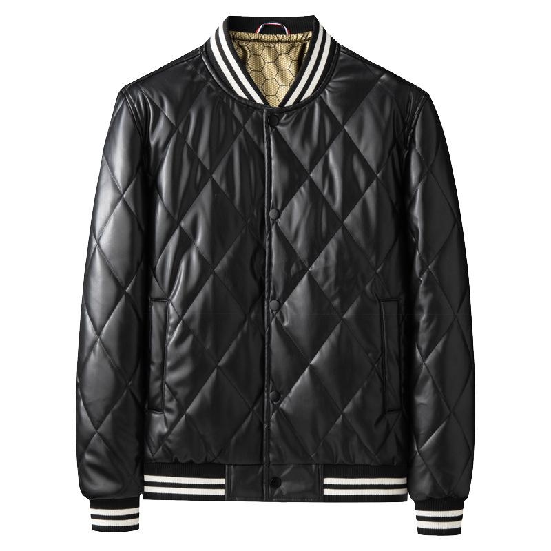 

Воротник-стойка Новое зимнее теплое пальто Куртка Стеганое хлопковое пальто Мужское клетчатое кожаное хлопковое пальто 4XL