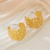 1 Pair of European and American Retro Trends Exaggerated Heavy Metal Wide-sided Texture Ring Circle Women's Earrings Earrings