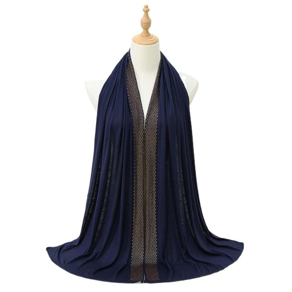 Long Smooth Silk Headscarf Sunscreen Thin Large Shawl Veil Rhinestone Chiffon Hijab Scarf  For Gift