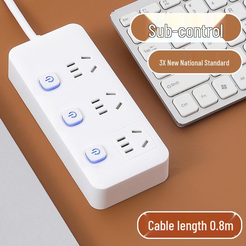 USB Socket Panel with Multi-Outlet Power Strip and Sub-Control