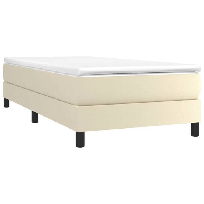3144245 vidaXL Lit à sommier tapissier avec matelas Crème 100x200cm Similicuir