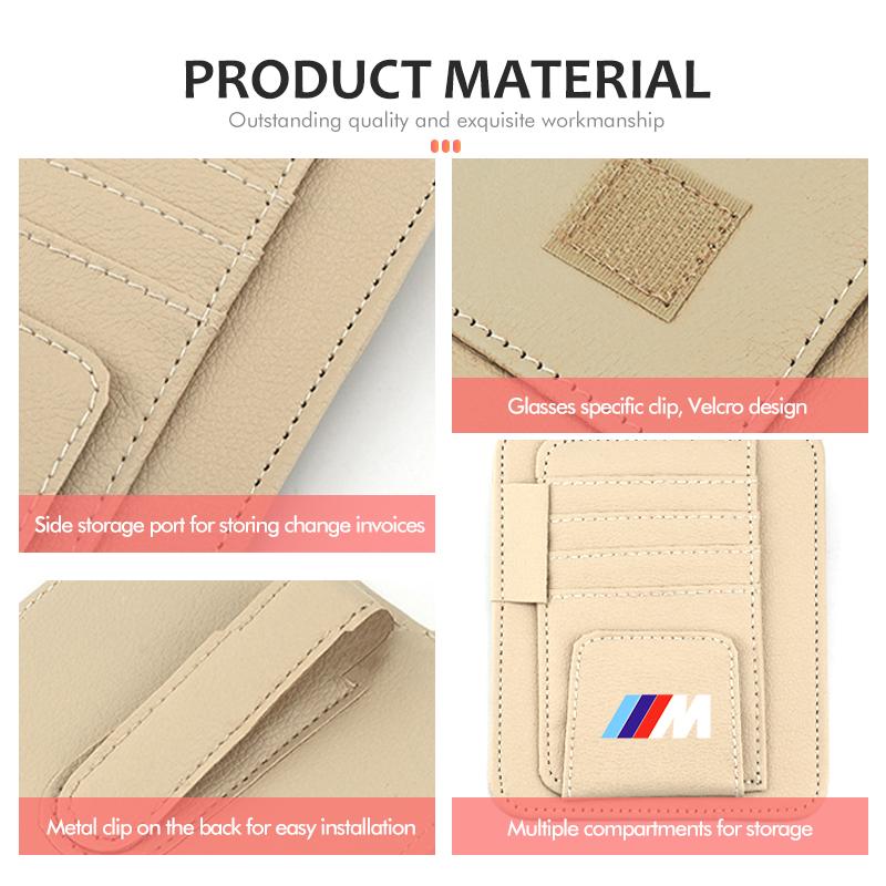 For BMW Car Sun Visor Storage Bag Hanging Organizer Holder Accessories E93 F10 F20 F30 F40 F15 F25 F26 F31 F49 F86 M3 M5 X3
